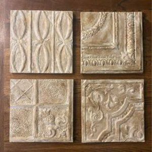 Set of Four 11” Square Vintage Ceiling Tiles